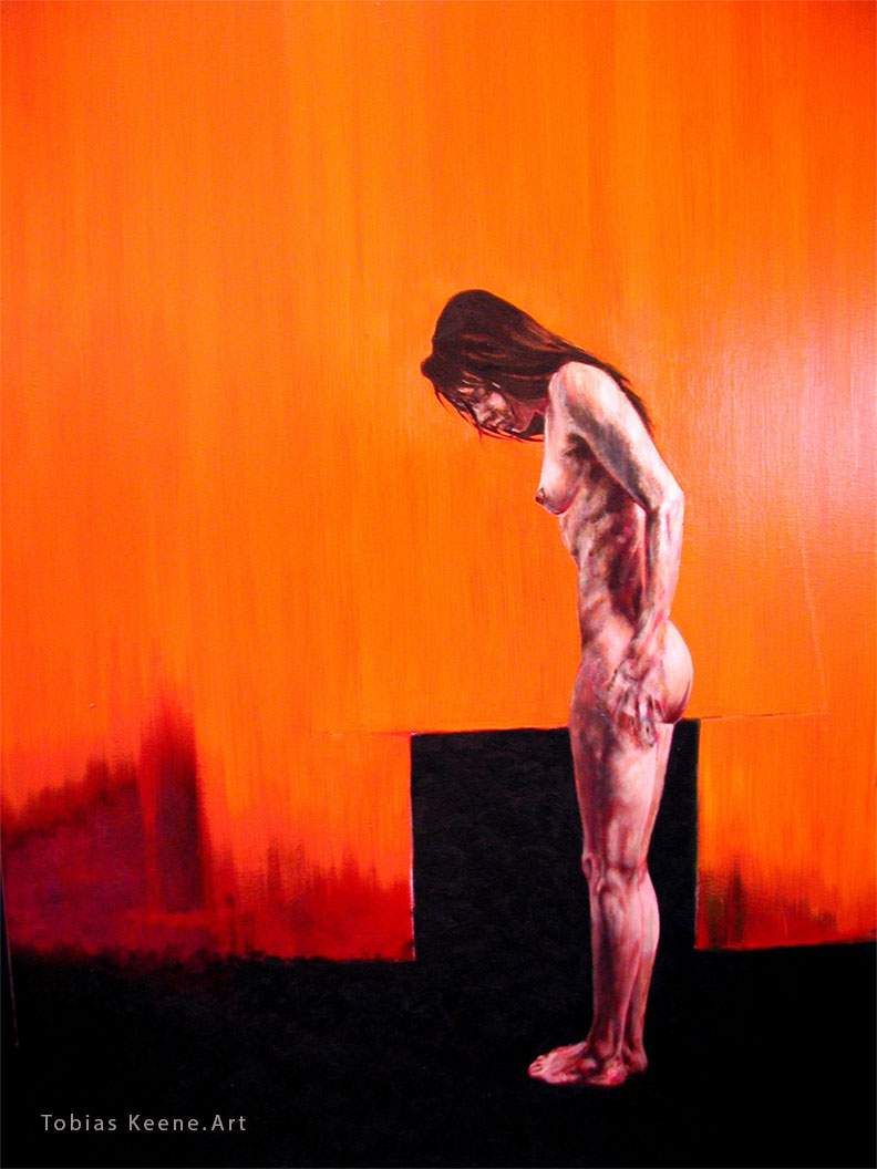 PAST WORK - an oil painting of a  Nude Figure of a Woman by British Fine Art Painter Tobias Keene